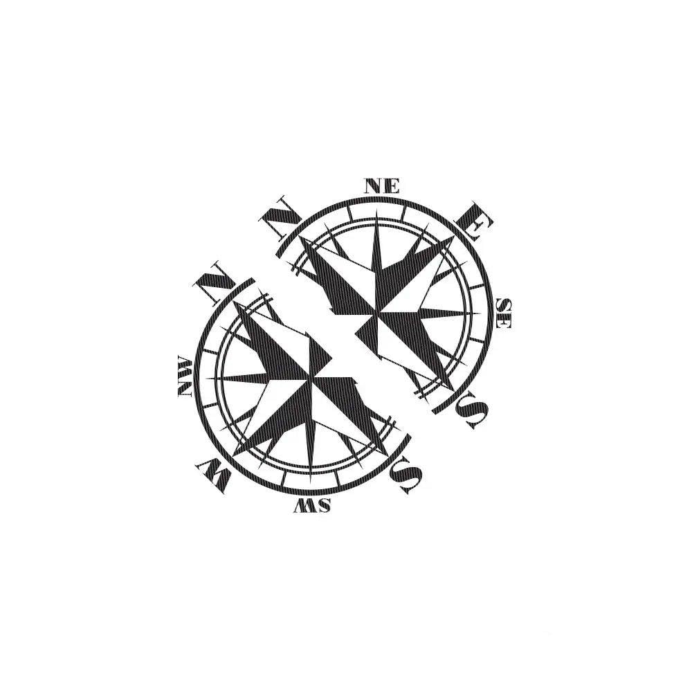 2PCS Car Side Body Stickers Auto Body Vinyl Compass Decals(Carbon Fiber)