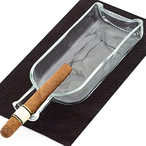 ROGOZ Bottle Cigar Ashtray For Men, Durable Solid 1 Slot Cigar Holder, Large Heavy Outdoor Glass Cigar Ashtrays For Patio, Whiskey Decanter Cigar Ash Tray For Home Office Cigars Gift For Men BTL-C Cover