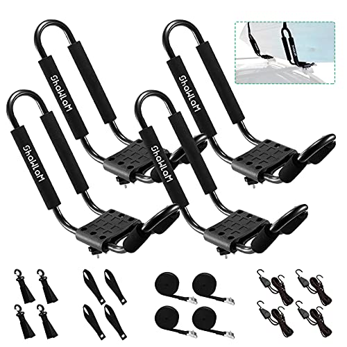 J-Bar Rack 2 Pairs Universal HD Kayak Carrier ,Kayak Roof Rack for 2 Kayaks for Canoe Boat Surf Ski Roof Top Mount On Car SUV Crossbar(2pairs)