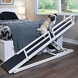 DoggoRamps Dog Ramp for Beds - Solid Hardwood with 5 Finish Options - Adjustable up to 37" High Beds with Low Incline, Safety Rails & Anti-Slip Grip, For Small Dogs up to 50lbs - Made in North America