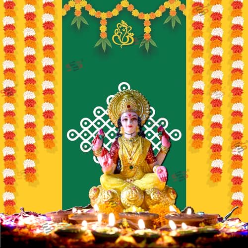 Image of S2S Fabric Backdrop Cloth for Pooja Decoration Traditional, Background Decoration Cloth for Pooja Background Curtain Cloth for Festival Fabric 5 Feet Height & 5 Feet Widthl MUGGU Ganesh