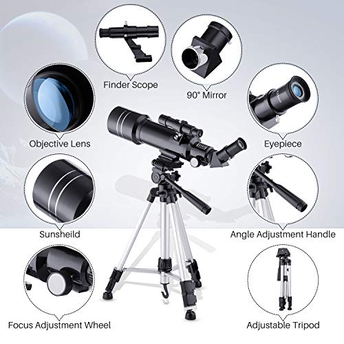 Upgraded Telescope HD 400/70mm Telescope for Kids Adults Refractor Astronomy Telescope - Watching the Moon, Bird Watching, Viewing the Natural Scenery, Viewing the City Scenery, Watching the Wild Animals, Concert