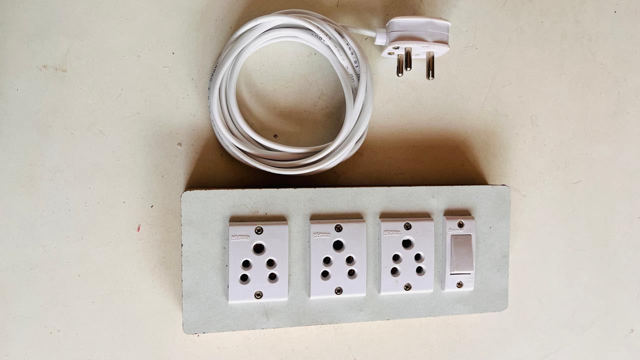 Wooden Extension Board with 3 Sockets and 1 Switch, White, with Long Cable and 3-Pin Plug-image-17