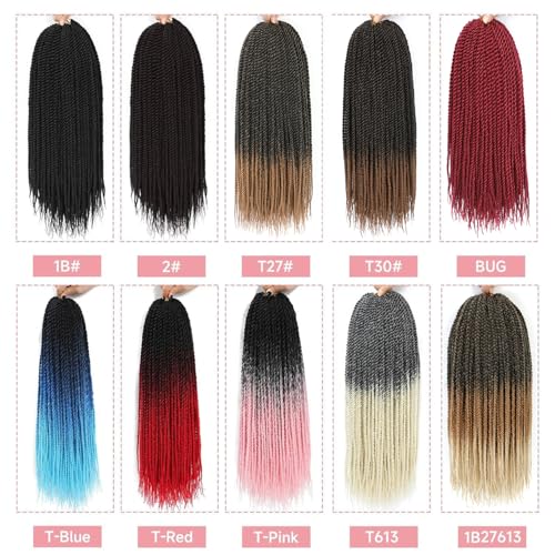 BEFUNNY Senegalese Twist Crochet Hair-8 Packs 14 Inch Two Tone Senegalese Twist Crochet Braids For Women Human Hair,Black/Honey Pre Looped Crochet Braids, Synthetic Twist Crochet Hair (14in,T1B/27#)