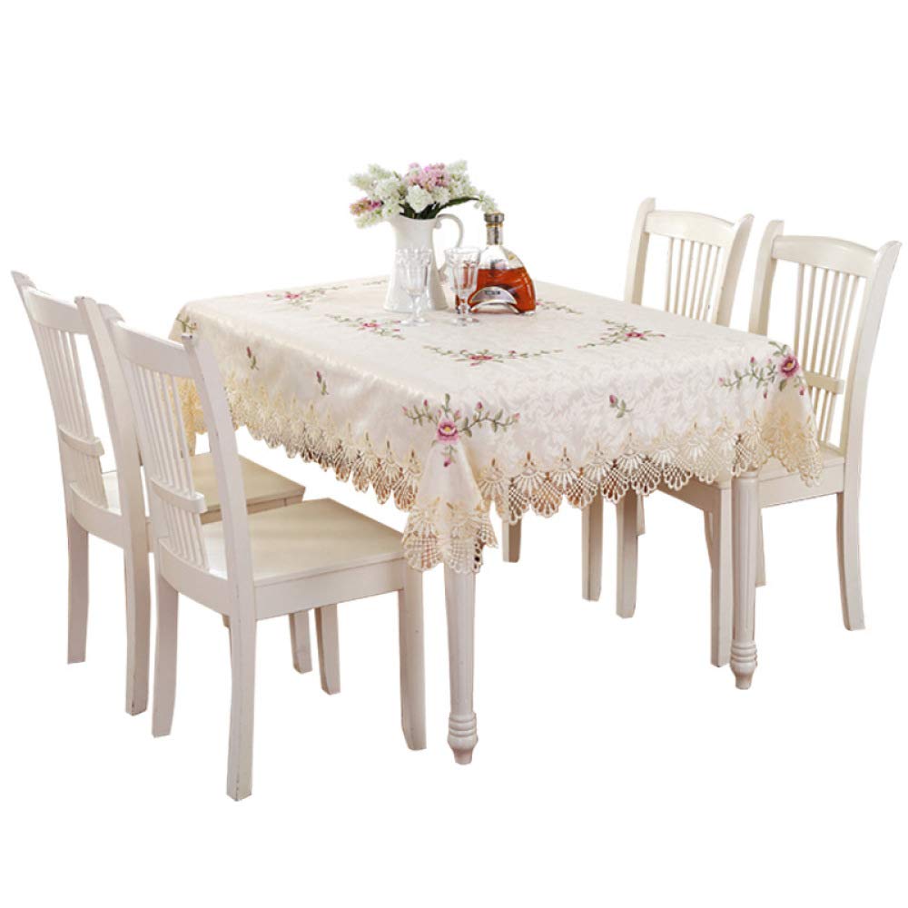 DJUX Cross-Stitch Lace Dining Tablecloth Fabric Tea Table Towel Garden Tablecloth Table Mat Multi-purpose Cover Towel 150 * 220cm 150 * 150cm