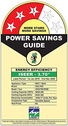 Image of Voltas 1.5 Ton 3 Star Dust Filter Split System AC (Copper, Inverter, 183V EZHD, White)