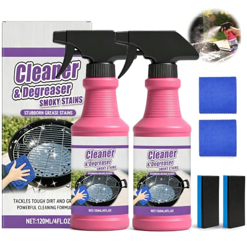 2Pcs Fast-Acting Heavy-Duty Grill Degreaser Spray,BBQ Grill Cleaner for Kitchen, Multi-Purpose Grease Remover for Oven Stove Air Fryer Outdoor Grill