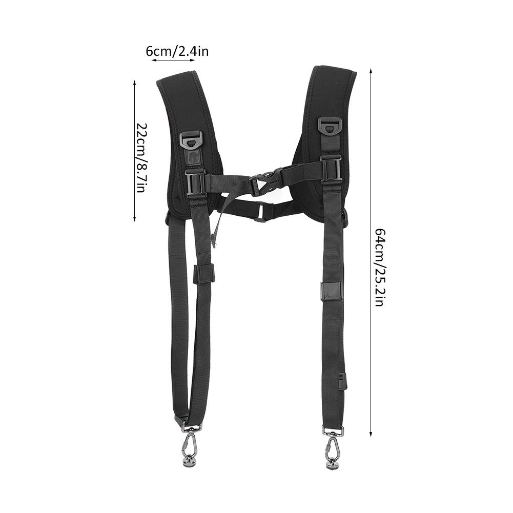 Tracolla Doppia Per Fotocamera Con Attacco Rapido 1/4″ – Imbottitura Morbida E Decompressione Per Trasportare Due DSLR