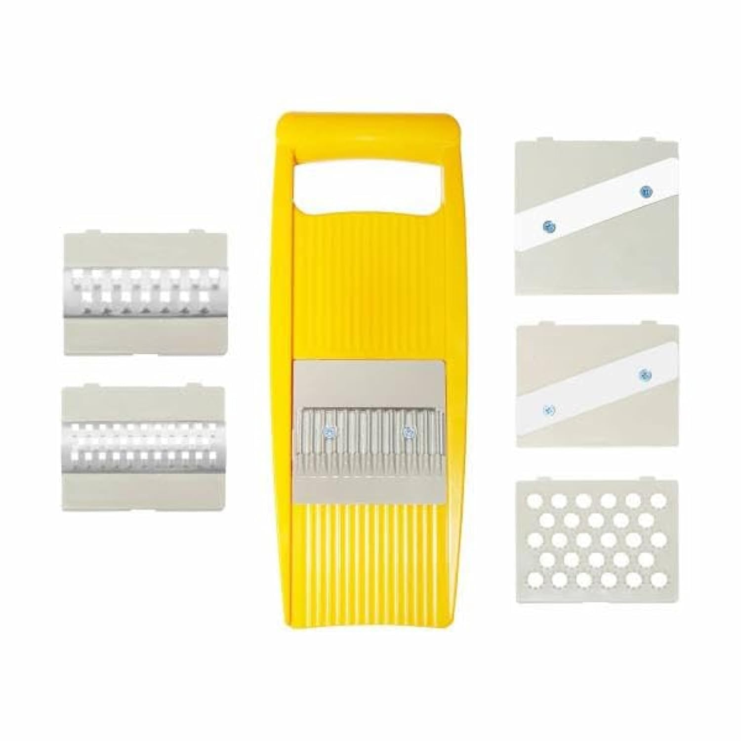 Timber Kitchen 6 in1 Slicer for Kitchen Vegetable Slicer, Multi Blade Potato Chip Slicer Veggie Slicer Vegetable Cutter Julienne Shredder Vegetable peeler For Small Job In Kitchen Yellow