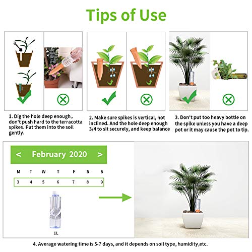 Plant Watering Stakes, Automatic Self Plant Watering Spikes Devices System, Terracotta Plant Waterer Self Irrigation Watering System for Garden Indoor and Outdoor Potted Plants in Vacation, 8 Pack