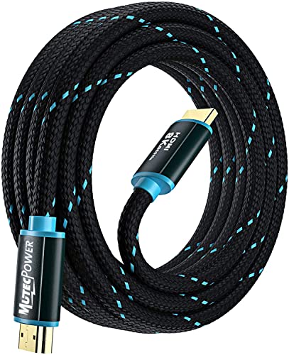 MutecPower 3 metros Ultra alta velocidad 8k HDMI 2.1V cable Certificado 48Gbps 8K@60Hz & 18Gbps 4K@120Hz con HDR, VRR y eARC - 28 AWG Listado en UL 3m Cable macho a macho Trenzado azul/negro