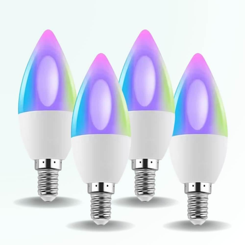ZenGO Pack 4 Ampoule connectée WIFI LED E14 5W, 350lm, Multicolore, 2700K-6500K, Compatible Alexa, Google Home, SmartLife et Tuya