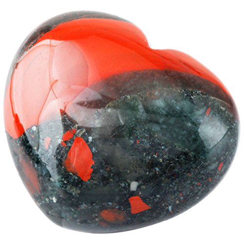 mookaitedecor Healing Crystals Heart Love Worry Palm Stone Reiki Balancing 1.6 inches, Africa Bloodstone