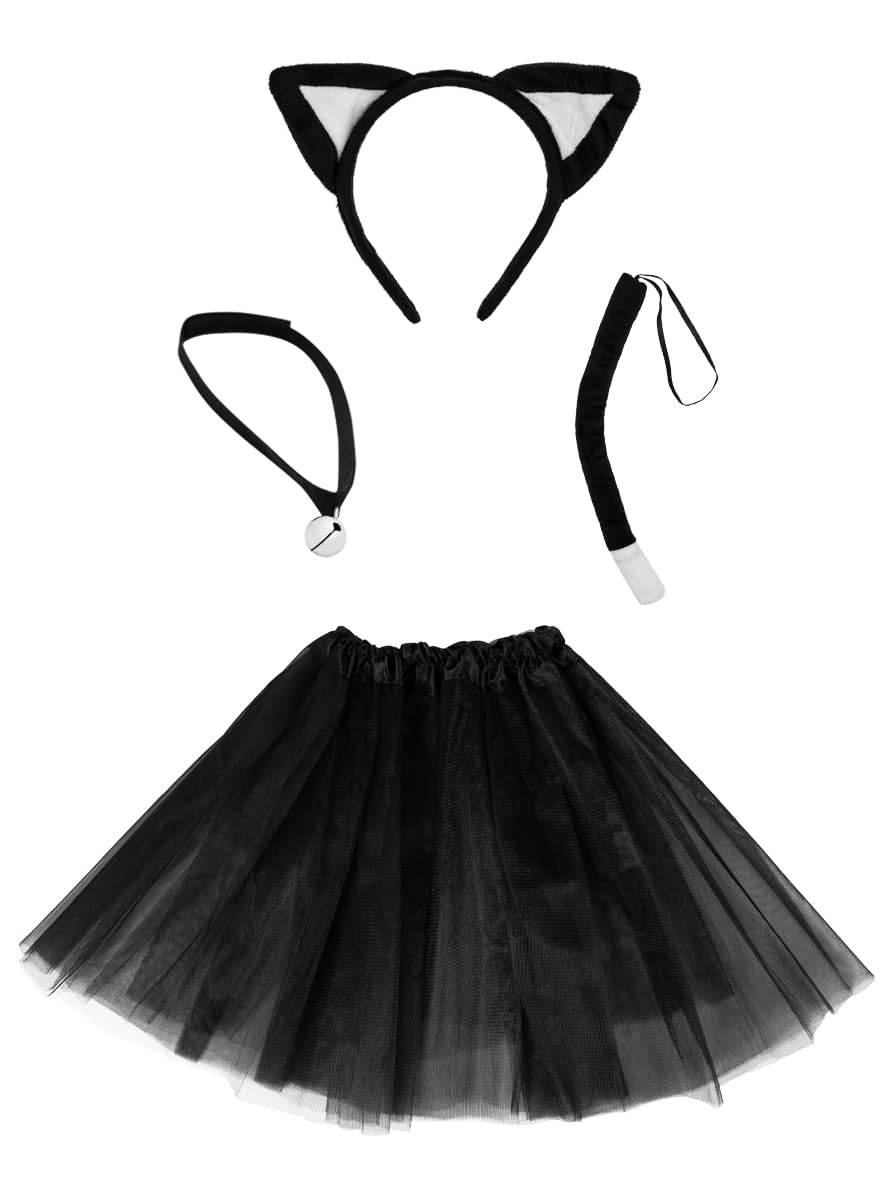 Funidelia | Kit disfraz accesorios de gato para mujer Animales, Gatito, Kitten - Disfraz para adultos y divertidos accesorios para Fiestas, Carnaval y Halloween - Negro