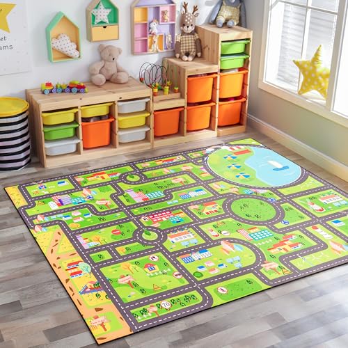 Sorbus Car Mat - City Road Washable Rug for Kids,