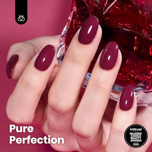 Image of Beetles Burgundy Red Gel Polish - Hema-Free 15ML Full Size Plum Wine Red Colors Soak Off UV Gel Nail Polish for Manicure Salon Color Bottle 0.5Oz Fall Nails Art