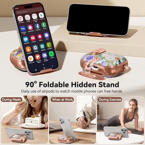 Image of for AirPod Pro 3 Case 2025, with Safty Lock & Phone Stand for Floral AirPod Pro 3 Generation Case Cover for Women Girly, iPod Pro 3 Cases with Keychain & Cleaner Kit -Seven-Color Flowers