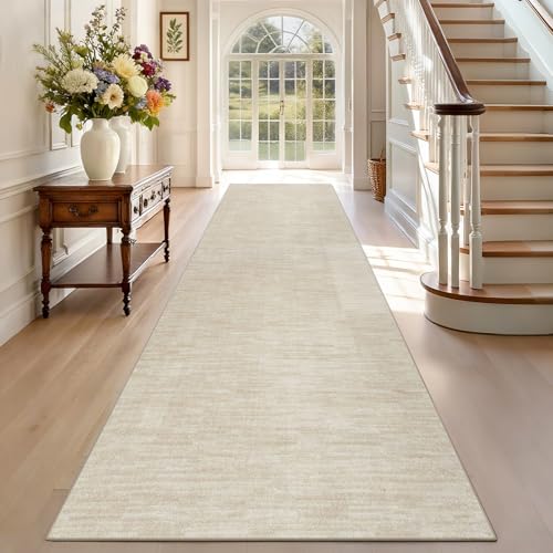 TEHWDAIYOU Teppich Läufer Flur rutschfest Küchenteppich 80 x 400 cm Waschbar Flurläufer Teppichläufer Fußmatte Lang Korridor Teppiche Läufer für Küche, Wohnzimmer, Schlafzimmer Beige