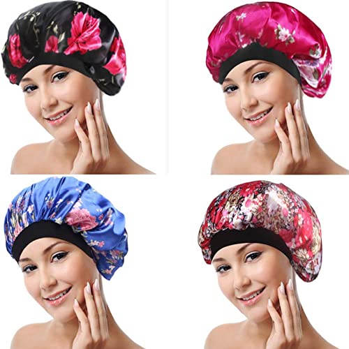Bonnet-Cheveux-Nuit-4-Pcs-Bonnets-de-Nuit-Peuvent-Empecher-les-Cheveux-de-Tomber-sur-le-Lit-Bonnet-de-Nuit-Satin-Utilise-des-Elastiques-Larges-et-ne-Causera-pas-dinconfort-a-la-Tete-4-Modeles
