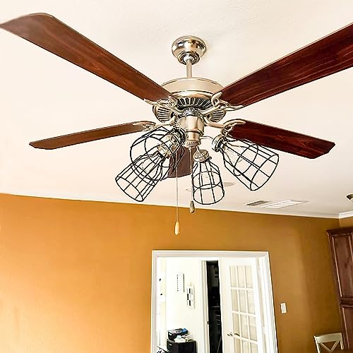 Image of Ceiling Fans Light Covers Metal Shade, Industrial Style Replacement Lamp Guard with Standard 2-1 /8 inch Fitter Size, 6.9 inch high x 5.1 inch Diameter, Pack of 4