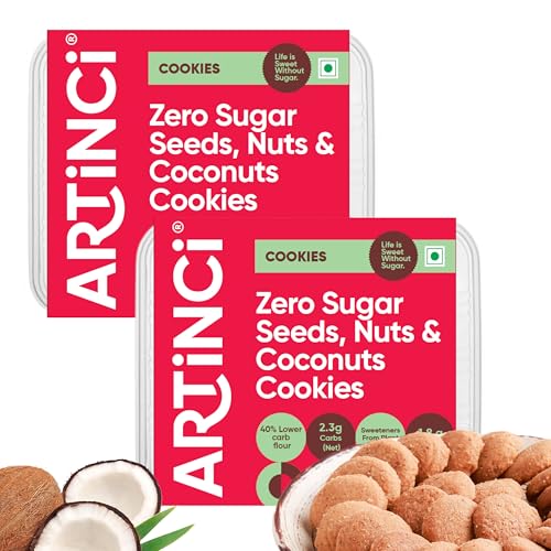 Image of Artinci Coconut Cookies (185g X 2 packs), Sugar Free Biscuits for Diabetic Patients, No Maida, No Palm Oil, Low Carb Digestive Biscuits, Healthy Snack