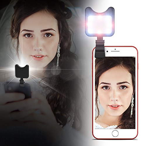 Apexel Clip On Mini Multi-Function Selfie Light[Portable Dimmable Clip Lights] Selfie LED Camera Light with 9 Lighting Modes for iPhone Samsung Sony and Other Smart Phones and Tabletes,Black