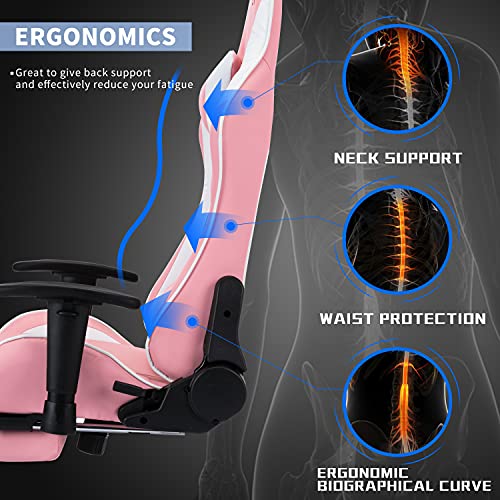 ALEAVIC-Silla-GamerSilla-Gaming-con-ReposapiesSilla-de-Oficina-Ergonomica-Silla-Racing-con-Respaldo-AltoRosa