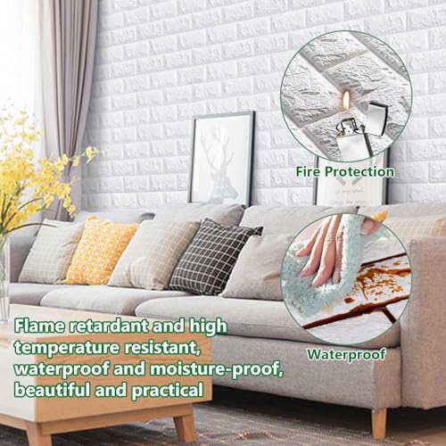 40 Stück 3d Wandpaneele Steinoptik Selbstklebend, 35 × 38 cm Wandverkleidung aus Kunststoffplatten, Wasserdicht PVC Backstein Tapete für Innenbereich, Außenbereich, Geschäftsräume (40) (40)