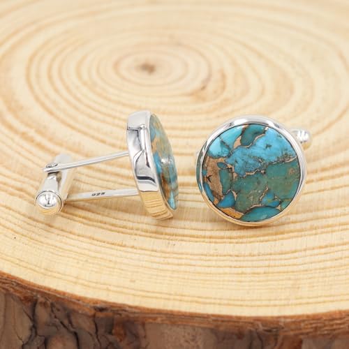 Gemelos para hombre con turquesa cobre azul 925 plata miniatura 4