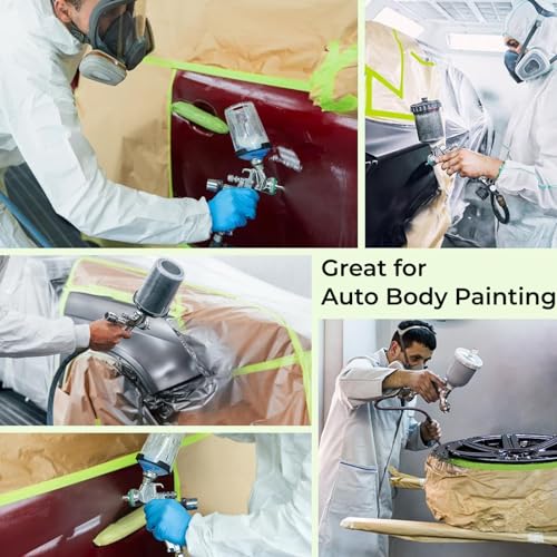 Image of Pre-Taped Painting Masking Paper: 8 Rolls 6 Inch x 50 Feet Tape and Drape Painters Paper, Self-Adhesive Paint Protective Kraft Paper Roll