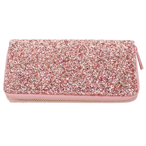 MOBUTOFU Cartera Cremallera para Mujer, Bolso Largo Rosa Nº 2, Monedero de Moda Brillante, Tamaño Ligero y Compacto, Adecuado para Viajes y Uso Diario, Billetera Segura para Billetes