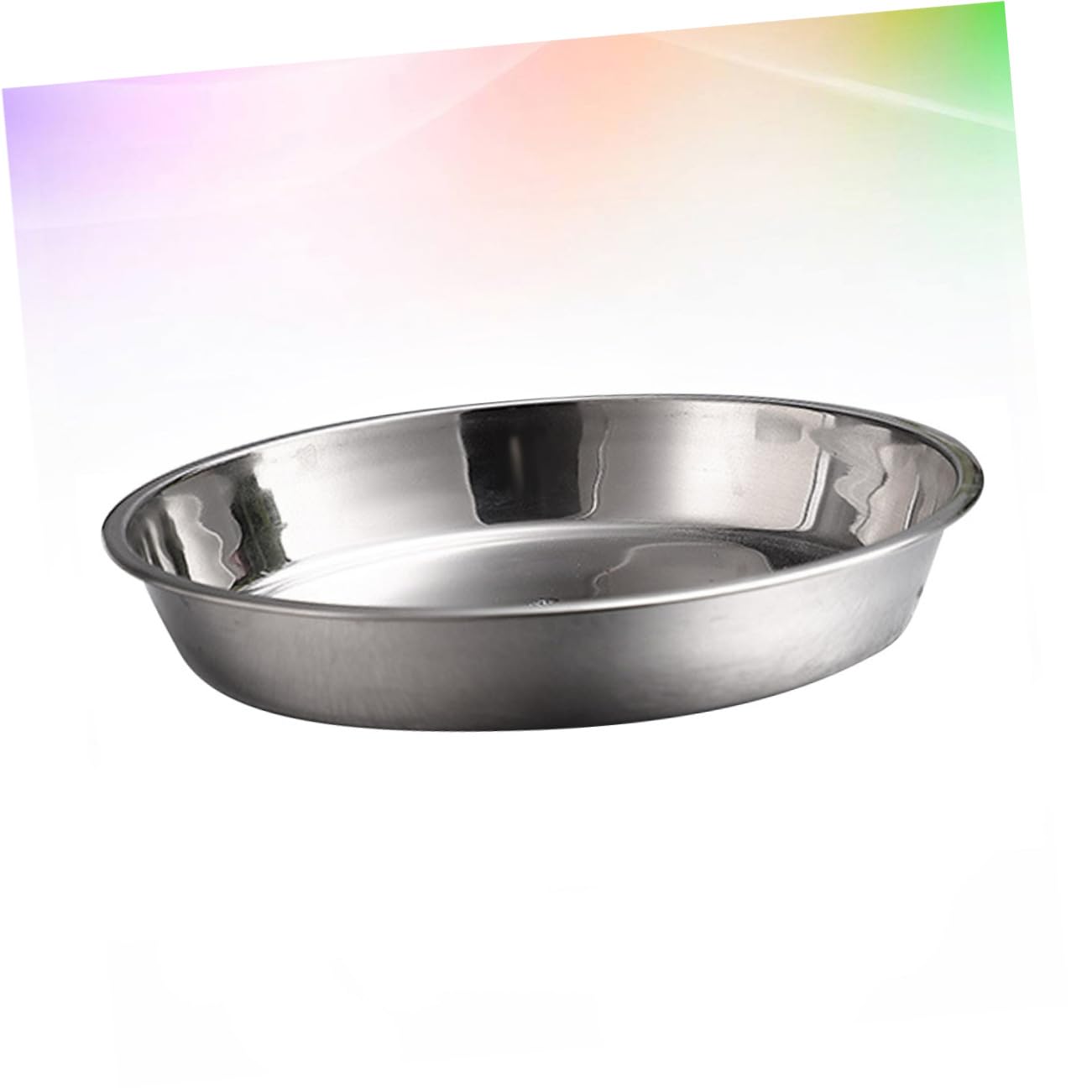CONGARTENO Stainless Steel Flat Bottom Disc Silver Round Cake Platter Large Patisserie Plate