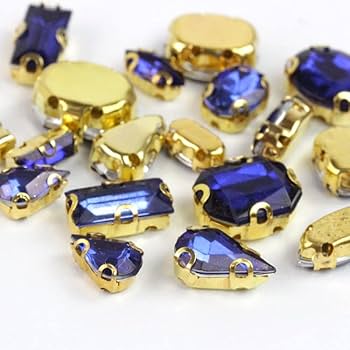 Amazon | 【スクエア】【ビジュー パーツ】40粒 ブルーカラー 台座付き