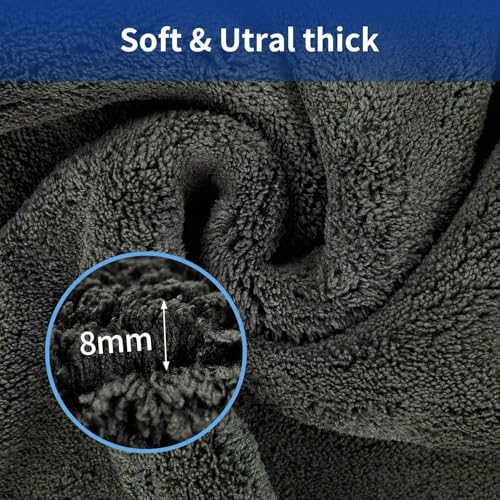 Image of Auto Hub Heavy Microfiber Cloth for Car Cleaning and Detailing, Double Sided, Extra Thick Plush Microfiber Towel Lint-Free, 800 GSM (Size 40cm x 40cm) /Pack of 5, Color: Grey