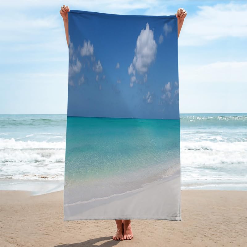 Telo mare oceano, extra large, in microfibra, ad asciugatura rapida, per piscina, palestra, senza sabbia, assorbente, per bagno, viaggi, campeggio, sport, 100 x 180 cm