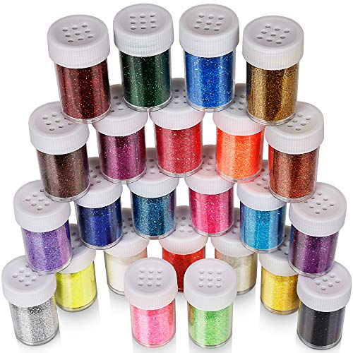 Fine Glitter Set 20g, Teenitor 24pcs Glitter Shake Jars for Art Crafts Painting