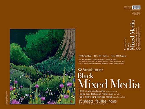 Strathmore 400 Series Mixed Media Pad, 18 x 24 Inches, 184 lb, Black, 15 Sheets (C462-518)