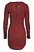 DREAGAL Women's Long Sleeve Low Cut Sweaters Bodycon Short Tight Dress,Wine Red,S