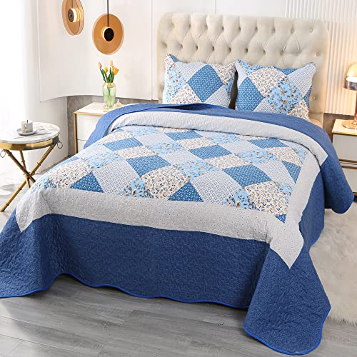 Qucover Colchas para Cama 150 Modernas de Patchwork Colchas de Verano Cubrecama de 230x250 cm y Dos Fundas de Almohada de 50x70 cm Ideal para Verano y Entretiempo Suave y Transpirable