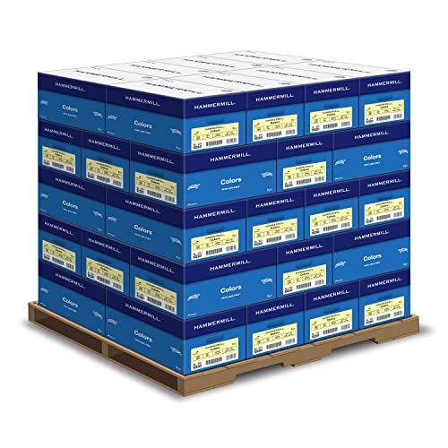 Image of Hammermill Colored Paper, 20 lb Canary Printer Paper, 8.5 x 11-1 Pallet, 40 Cases (200,000 Sheets) - Made in the USA, Pastel Paper, 103341P