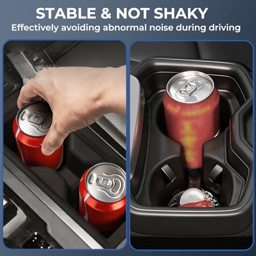Image of 1st & 2nd Row Cup Holder Inserts for Toyota RAV4 2026, Center Console Interior Accessories Front & Rear Cup Holders Covers Protector for 2026 RAV 4, Black