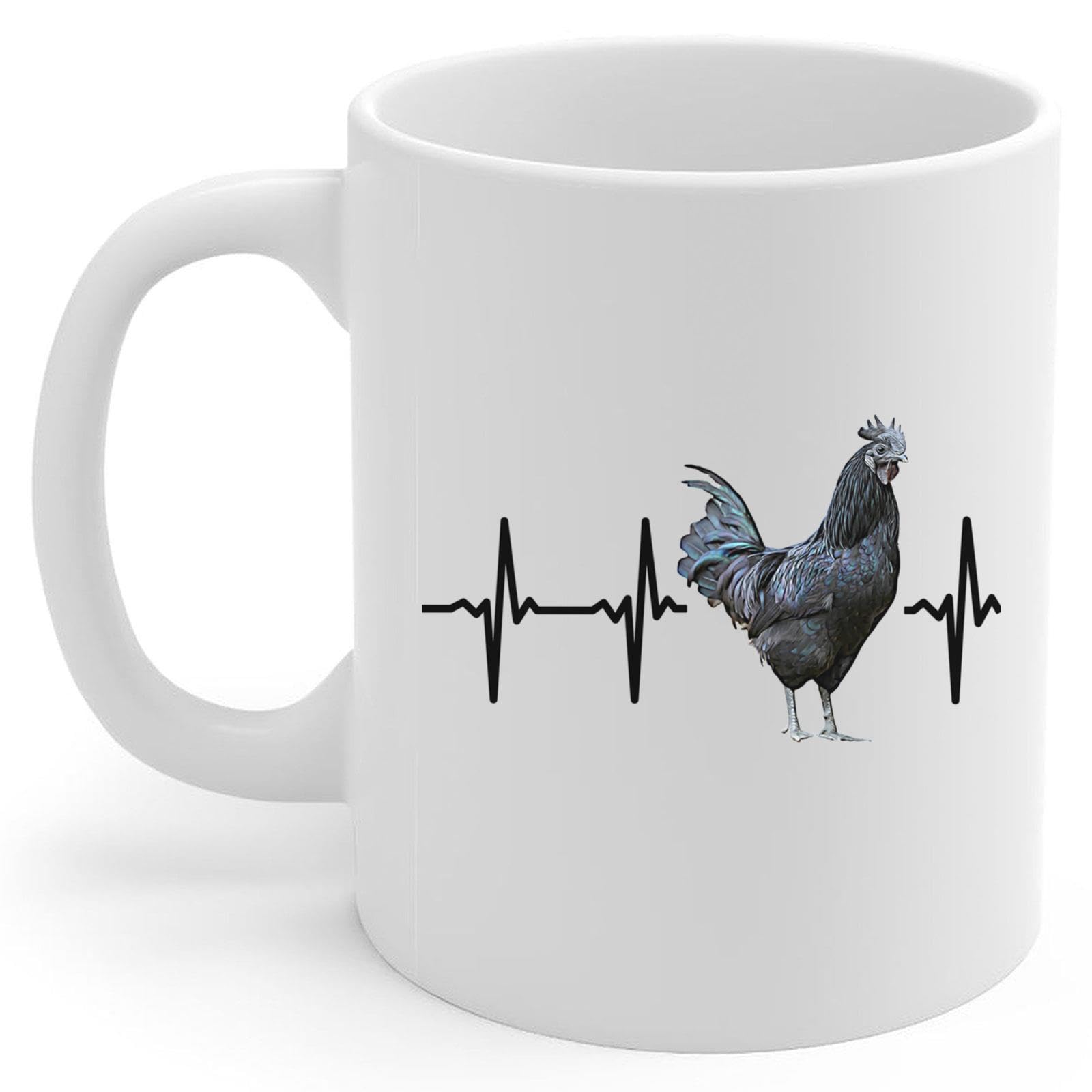 Kadaknath Chicken Heartbeat Lifeline Coffee Mug White Ceramic 11oz