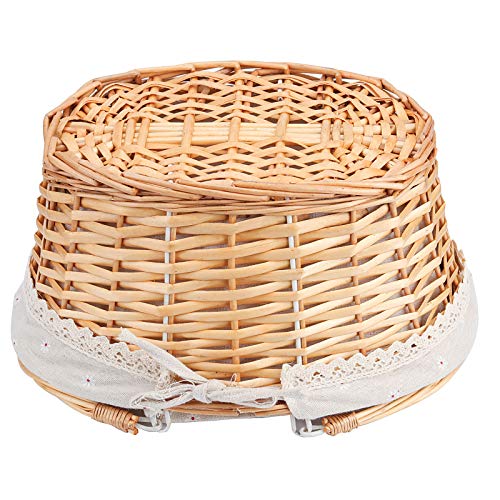 ZOENHOU 2 PCS Natural Wicker Gift Empty Basket, Hand-Woven Large Favors Storage Willow Picnic Basket with Handles for Fruit Vegetable Picking Egg Candy Gathering Valentines