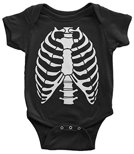 Image of Threadrock Baby Skeleton Rib Cage Halloween Infant Bodysuit 12 Months Black