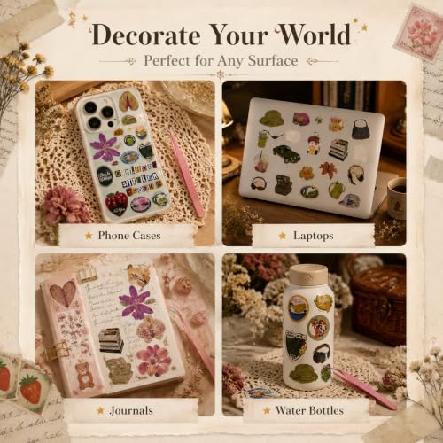 Image of 1100Pcs Cute Scrapbook Stickers Travel Y2k Japanese Sticker Book for Adult Kawaii Korean Stickers for Journaling Bulk Aesthetic Girlhood Sticker Dream Computer Decor for DIY Card Art Crafts 55 Page