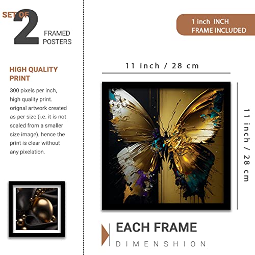 Image of kotart Modern Wall Art Framed Painting for Wall Decoration - Wall Paintings for Living Room, Bedroom (Golden, Framed) Set of 5