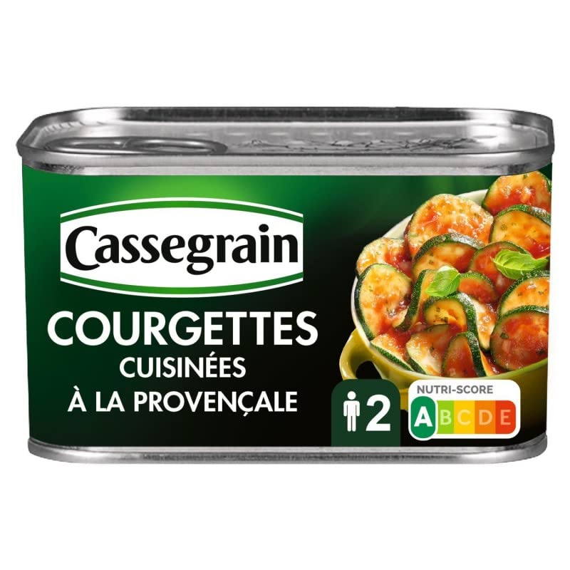 CASSEGRAIN - Courgettes Cuisinées À La Provençale A L'Huile D'Olive 375G - Lot De 3