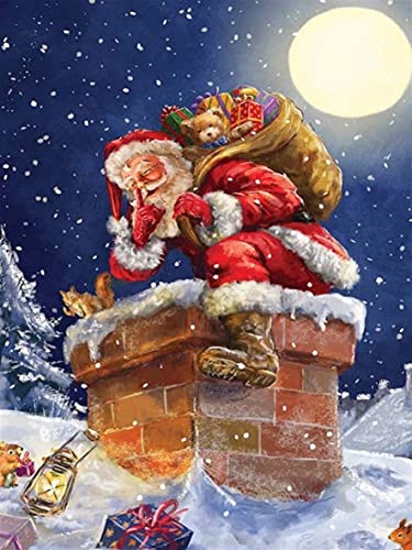 Showker DIY Broderie Diamant Kit Complet Cheminée, 5D Diamond Painting Complet Lune Rond Point De Croix Broderie Décoration Chambre Bureau Murale À La Maisonr 30x40cm Cover