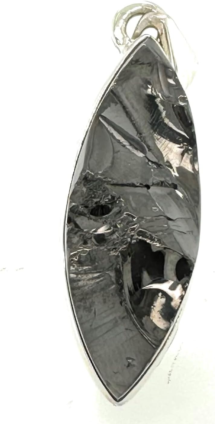 Natural Shungite 925 Solid Sterling Silver Pendant 30mm - Image 4