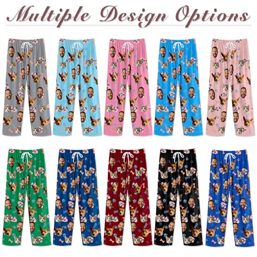 Custom Pajama Pants for Men Women, Personalized Pj Bottoms with Photos, Customized Face Pajama Trousers Christmas Gifts 5